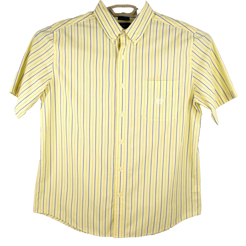 CHAPS Easy Care Casual Button Down Shirt Short Sleeve Yellow‎ Mens SIZE L